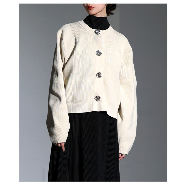 上品に映えるメタルボタンスポンジニットカーディガン レディース トップス | Sawa a la mode | 詳細画像12 