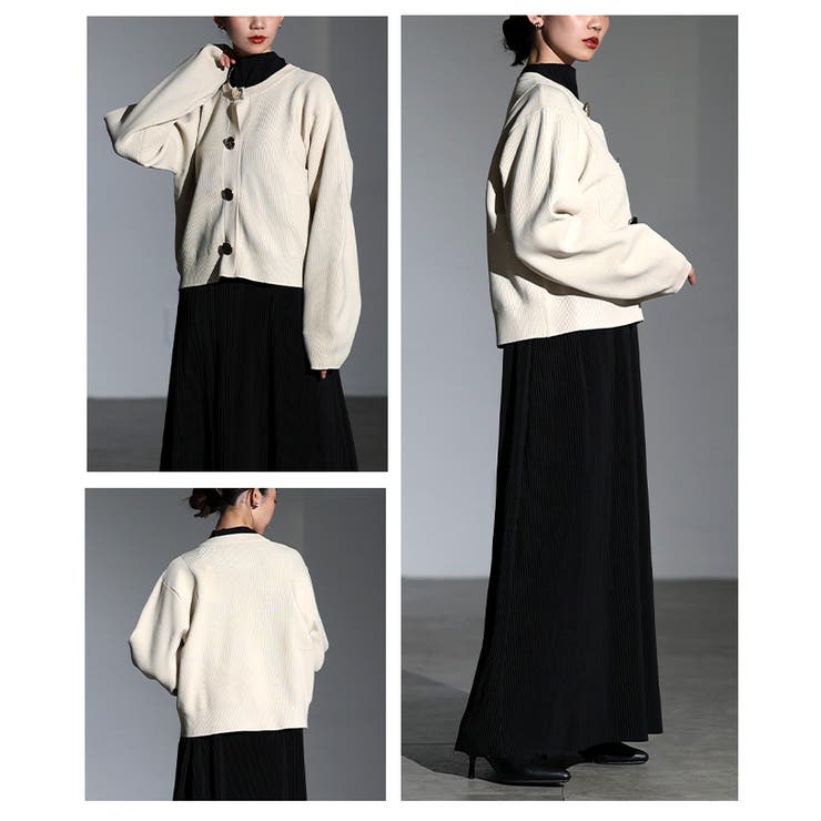 上品に映えるメタルボタンスポンジニットカーディガン レディース トップス | Sawa a la mode | 詳細画像17 