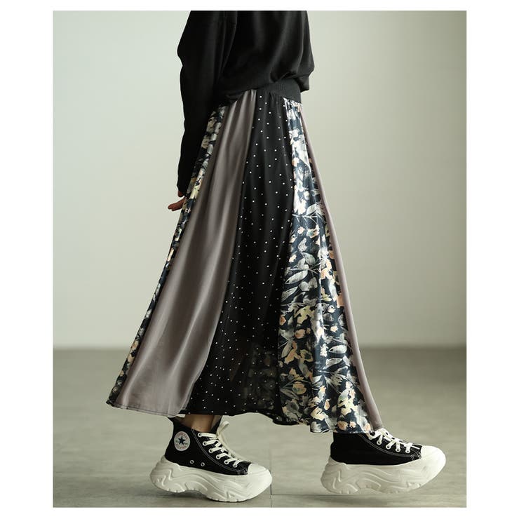 ドラマが生まれるパッチワーク風シアーフレアスカート レディース ファッション | Sawa a la mode | 詳細画像7 