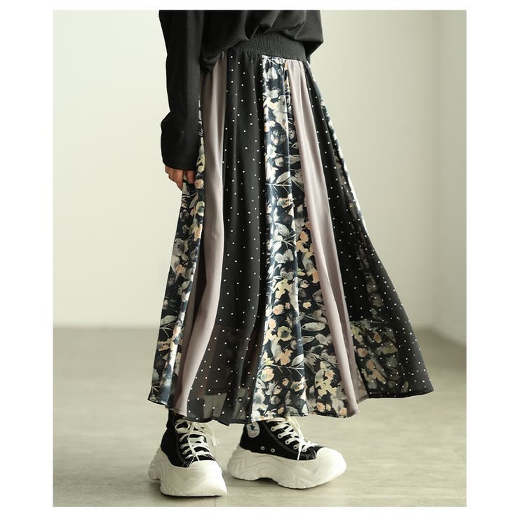 ドラマが生まれるパッチワーク風シアーフレアスカート レディース ファッション | Sawa a la mode | 詳細画像9 