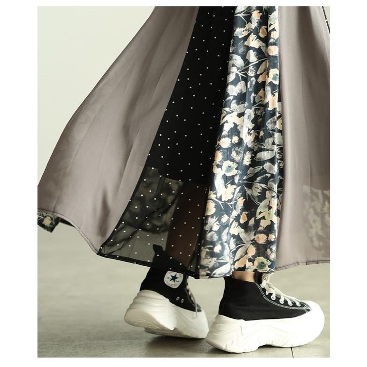 ドラマが生まれるパッチワーク風シアーフレアスカート レディース ファッション | Sawa a la mode | 詳細画像13 