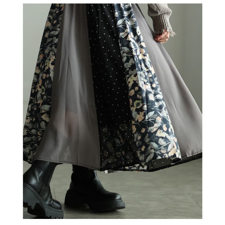 ドラマが生まれるパッチワーク風シアーフレアスカート レディース ファッション | Sawa a la mode | 詳細画像21 
