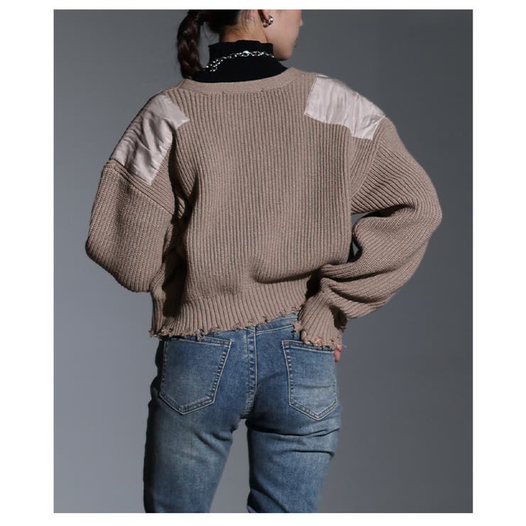 異素材でこなれるフリンジミリタリーニットカーディガン レディース トップス | Sawa a la mode | 詳細画像14 