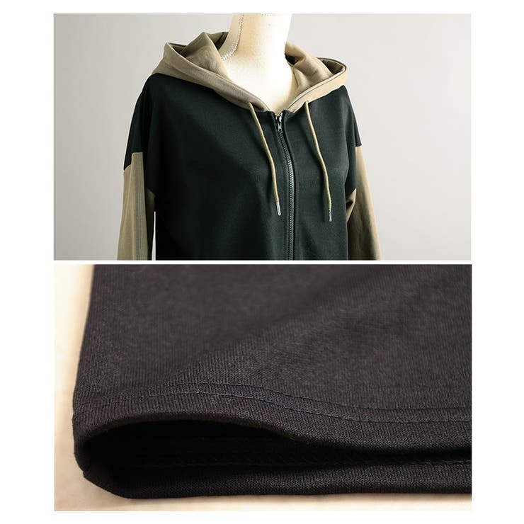 配色で魅せるカラーブロックロングフーディ レディース ワンピース | Sawa a la mode | 詳細画像19 