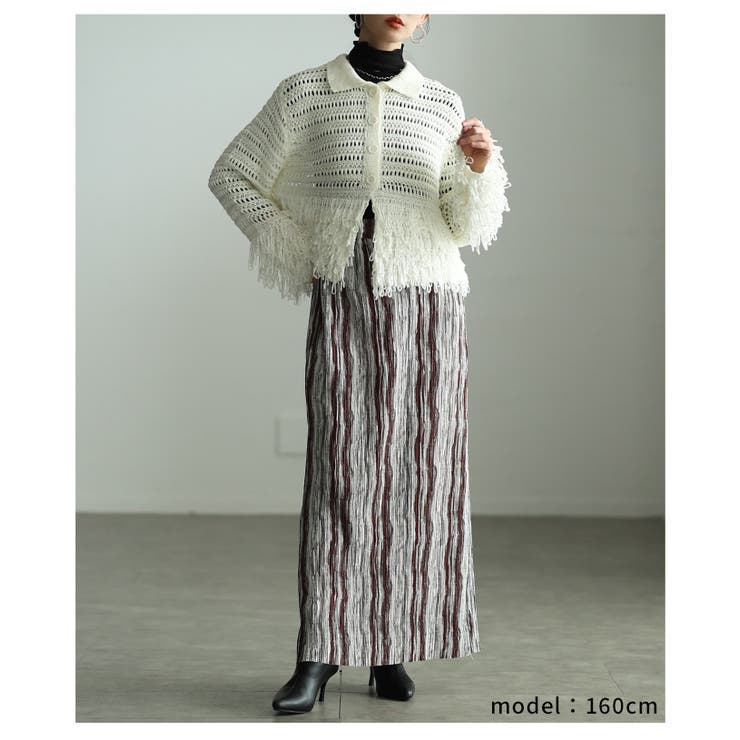 洗練されたスタイルを生み出すメッシュフリンジニットカーディガン レディース ファ… | Sawa a la mode | 詳細画像15 
