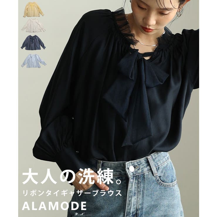 洗練された華やかさを纏うリボンタイギャザーブラウス レディース ファッション | Sawa a la mode | 詳細画像1 