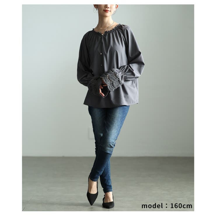 女性らしく手元華やぐ前後2way袖レースブラウス レディース ファッション | Sawa a la mode | 詳細画像7 