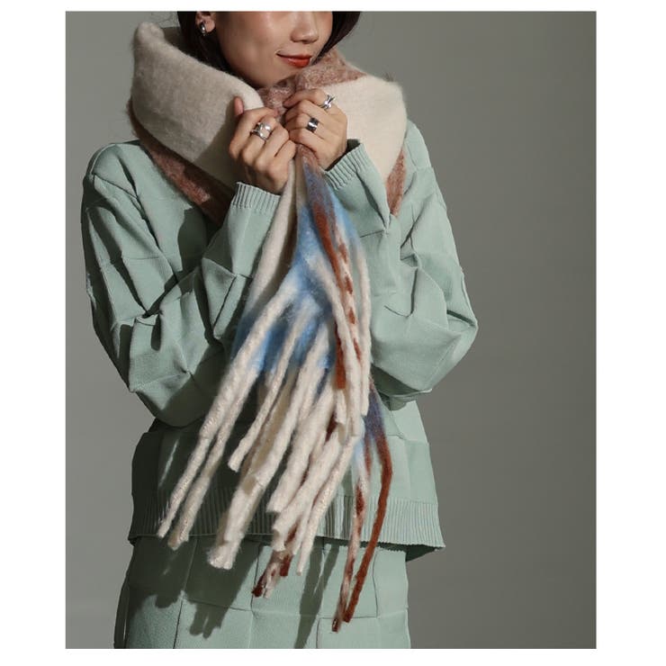 「ふわもこ」ミックスカラーフリンジストール レディース ファッション | Sawa a la mode | 詳細画像16 