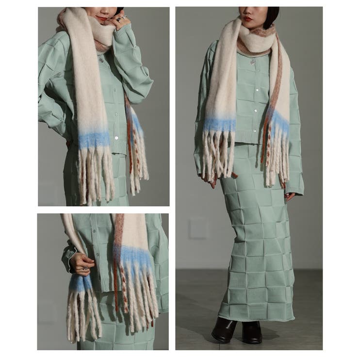 「ふわもこ」ミックスカラーフリンジストール レディース ファッション | Sawa a la mode | 詳細画像17 