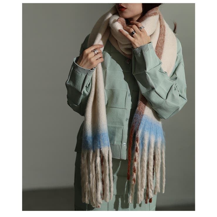 「ふわもこ」ミックスカラーフリンジストール レディース ファッション | Sawa a la mode | 詳細画像20 