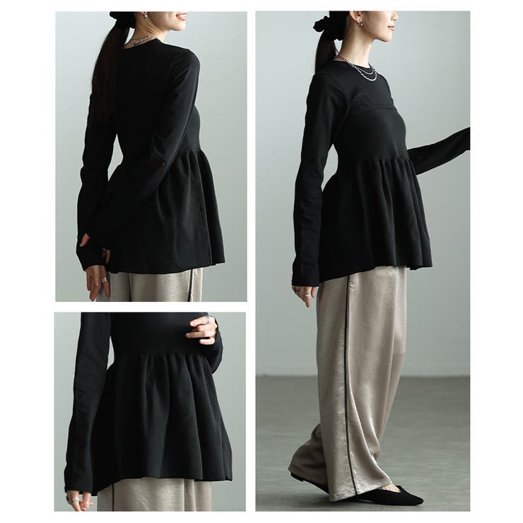 甘いトレンド纏う異素材ペプラムフレアトップス レディース ファッション | Sawa a la mode | 詳細画像19 