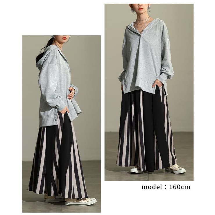 存在感で魅せるランダムストライプフレアスカート レディース ボトムス | Sawa a la mode | 詳細画像10 