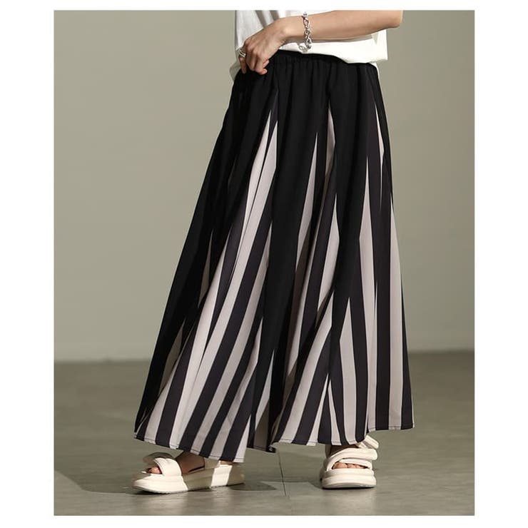 存在感で魅せるランダムストライプフレアスカート レディース ボトムス | Sawa a la mode | 詳細画像12 