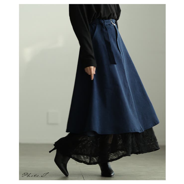 気分で楽しむ裾レースペチコート付きデニムフレアスカート レディース ファッション | Sawa a la mode | 詳細画像2 