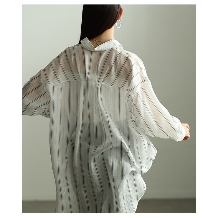 綺麗めマニッシュ纏うシアーストライプシャツチュニック レディース ファッション | Sawa a la mode | 詳細画像7 