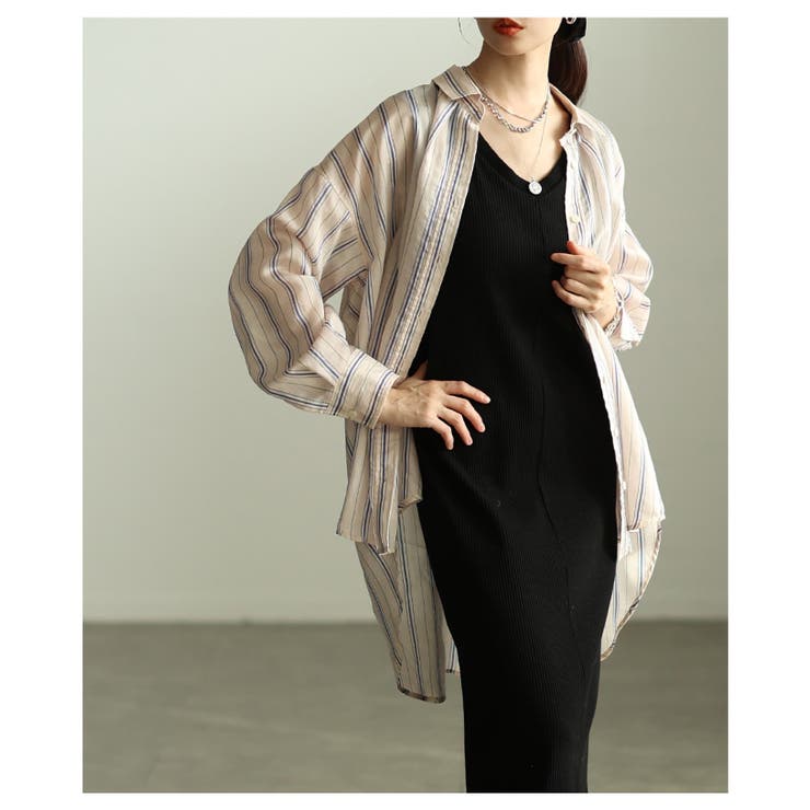 綺麗めマニッシュ纏うシアーストライプシャツチュニック レディース ファッション | Sawa a la mode | 詳細画像14 