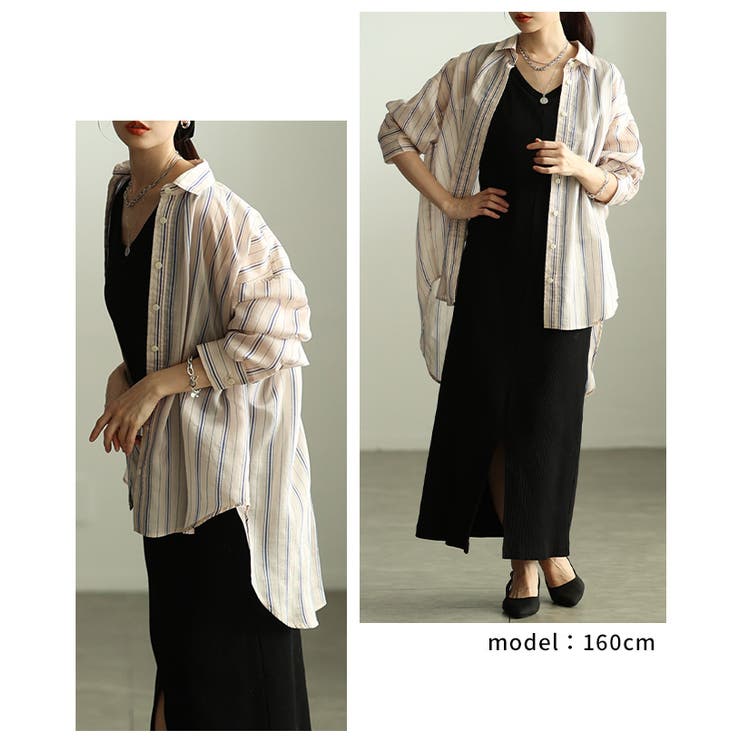 綺麗めマニッシュ纏うシアーストライプシャツチュニック レディース ファッション | Sawa a la mode | 詳細画像15 