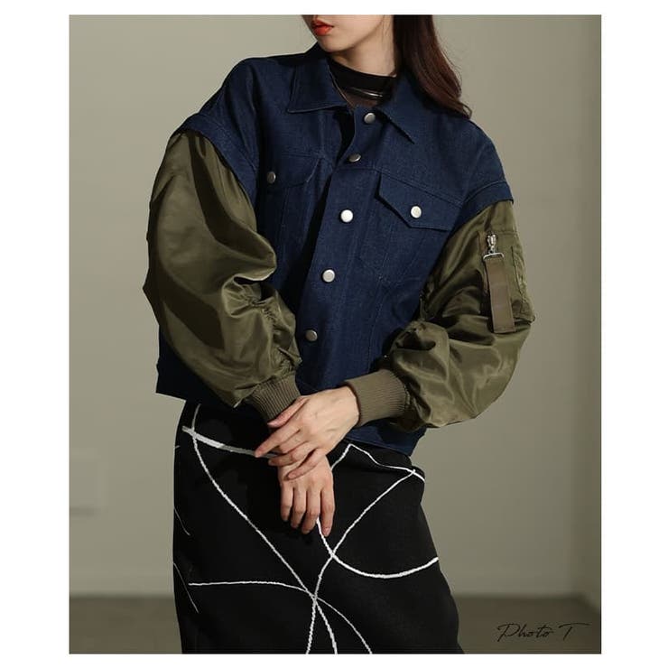 羽織るだけで差がつくデニム×MA 1ドッキングGジャン レディース | Sawa a la mode | 詳細画像2 