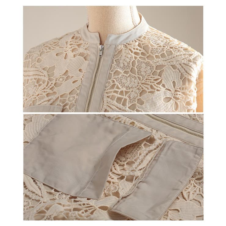 甘さを削ぎ落した裾ドロストジップアップレースブルゾン レディース ファッション | Sawa a la mode | 詳細画像23 