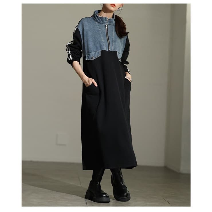 人と差がつくデニムアクセントロングスウェットワンピース レディース ワンピース | Sawa a la mode | 詳細画像16 