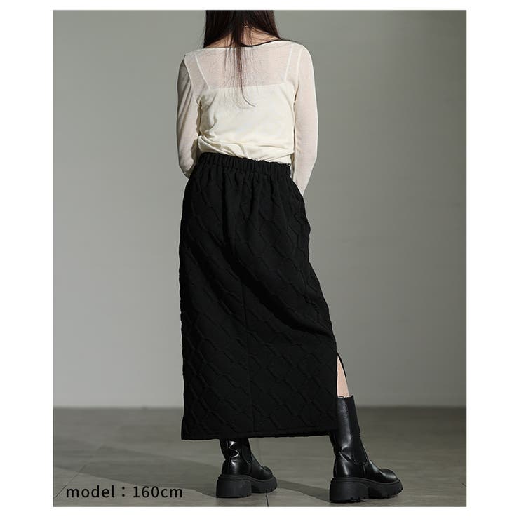 綺麗めモードを纏う格子柄エンボスサイドスリットスカート レディース ファッション | Sawa a la mode | 詳細画像15 