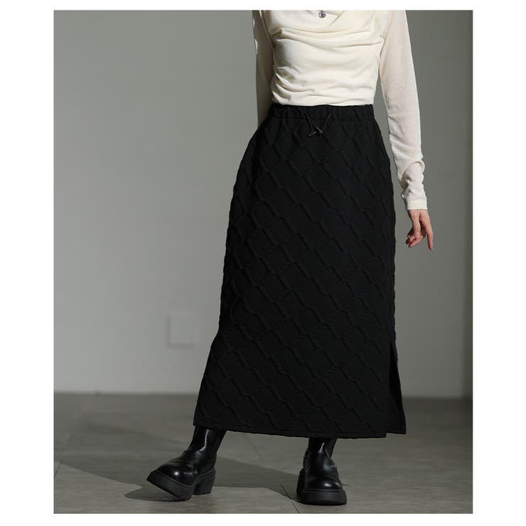 綺麗めモードを纏う格子柄エンボスサイドスリットスカート レディース ファッション | Sawa a la mode | 詳細画像18 