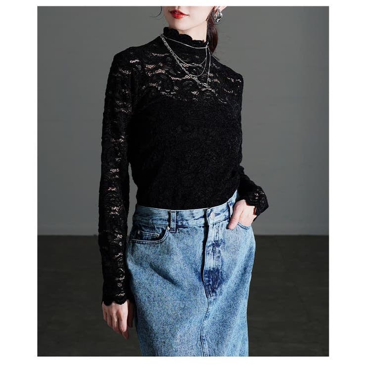 重ねて可愛いペイズリーレースハイネックトップス レディース トップス | Sawa a la mode | 詳細画像16 