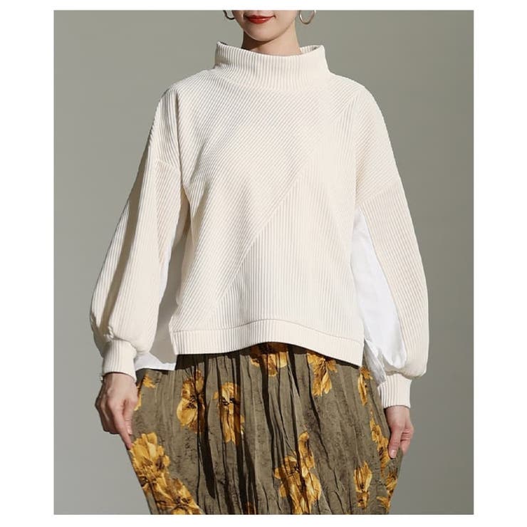 異素材で魅せるスウェット×シャツ切替プルオーバー レディース トップス | Sawa a la mode | 詳細画像18 