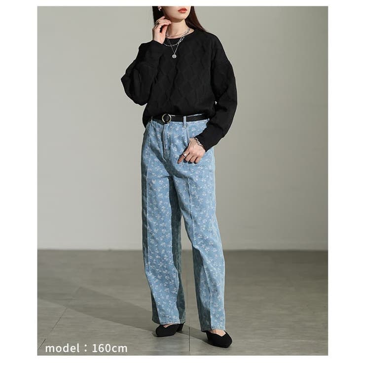 さりげなく華やぐジャガードデニムストレートパンツ レディース パンツ | Sawa a la mode | 詳細画像13 