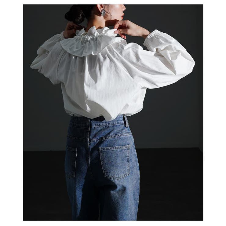 甘すぎない大人のフリルカラーストライプブラウス レディース トップス | Sawa a la mode | 詳細画像9 