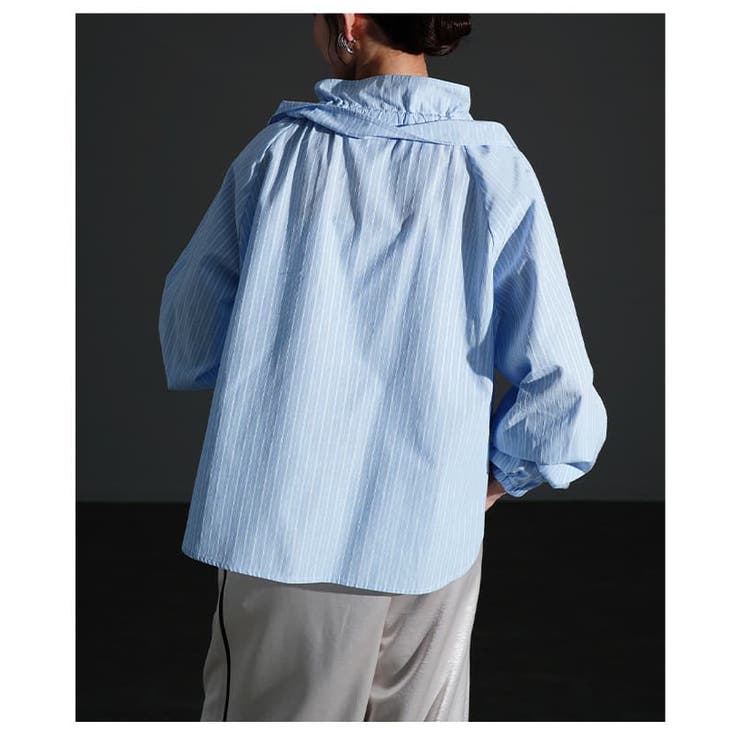 甘すぎない大人のフリルカラーストライプブラウス レディース トップス | Sawa a la mode | 詳細画像14 