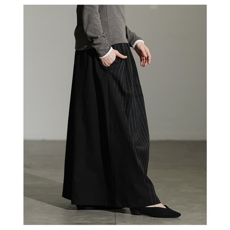 動くたび表情が変わるストライプ切替ワイドパンツ レディース ボトムス | Sawa a la mode | 詳細画像4 