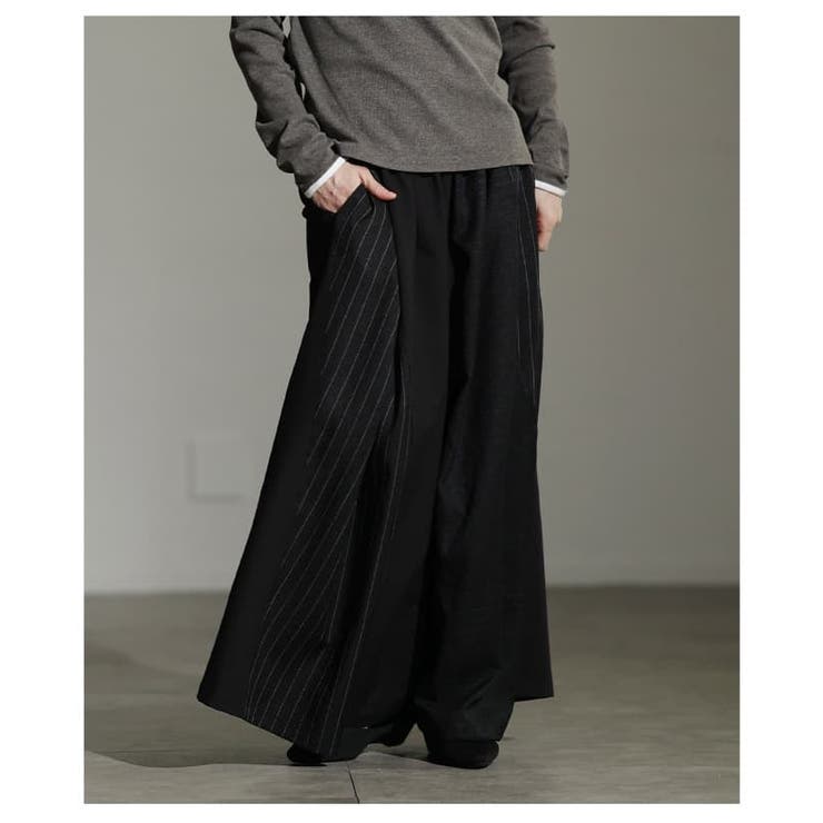 動くたび表情が変わるストライプ切替ワイドパンツ レディース ボトムス | Sawa a la mode | 詳細画像9 