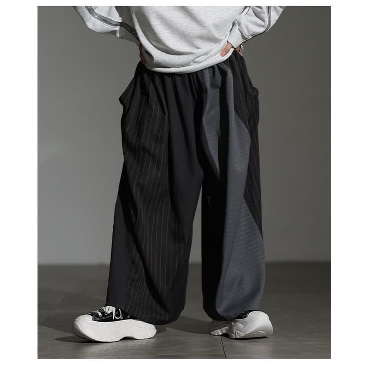 動くたび表情が変わるストライプ切替ワイドパンツ レディース ボトムス | Sawa a la mode | 詳細画像16 