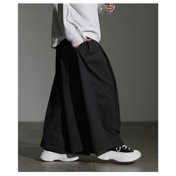 動くたび表情が変わるストライプ切替ワイドパンツ レディース ボトムス | Sawa a la mode | 詳細画像18 