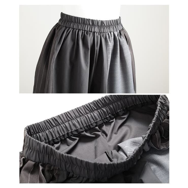 動くたび表情が変わるストライプ切替ワイドパンツ レディース ボトムス | Sawa a la mode | 詳細画像19 