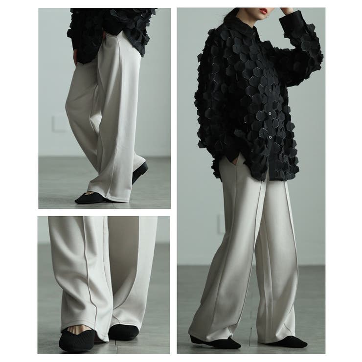 美シルエットを描くセンターシームボンディングワイドパンツ レディース ファッショ… | Sawa a la mode | 詳細画像19 