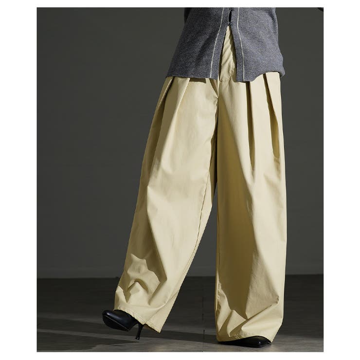 大人スパイス効かすフェイクレザータックワイドパンツ レディース ファッション | Sawa a la mode | 詳細画像4 