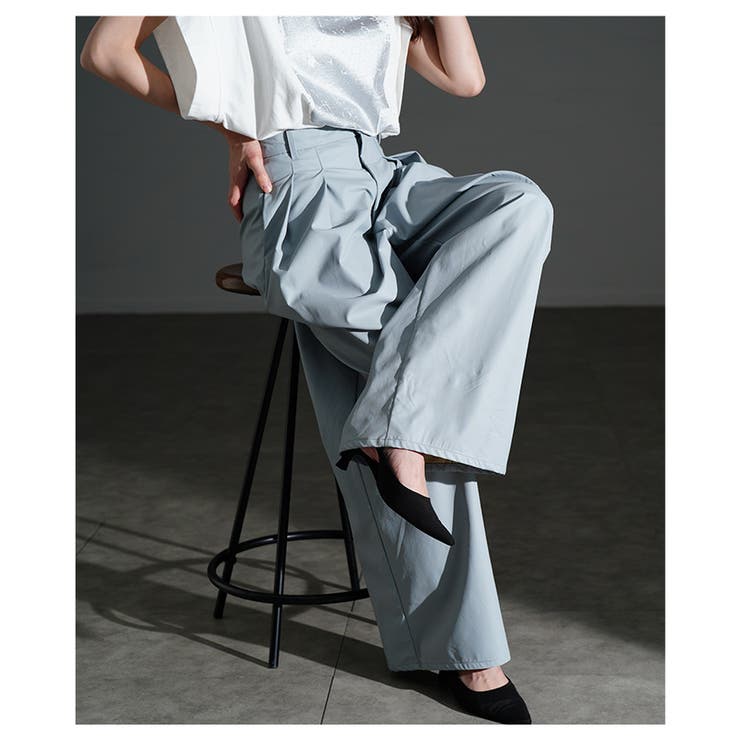 大人スパイス効かすフェイクレザータックワイドパンツ レディース ファッション | Sawa a la mode | 詳細画像10 