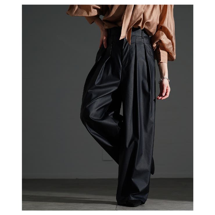 大人スパイス効かすフェイクレザータックワイドパンツ レディース ファッション | Sawa a la mode | 詳細画像17 