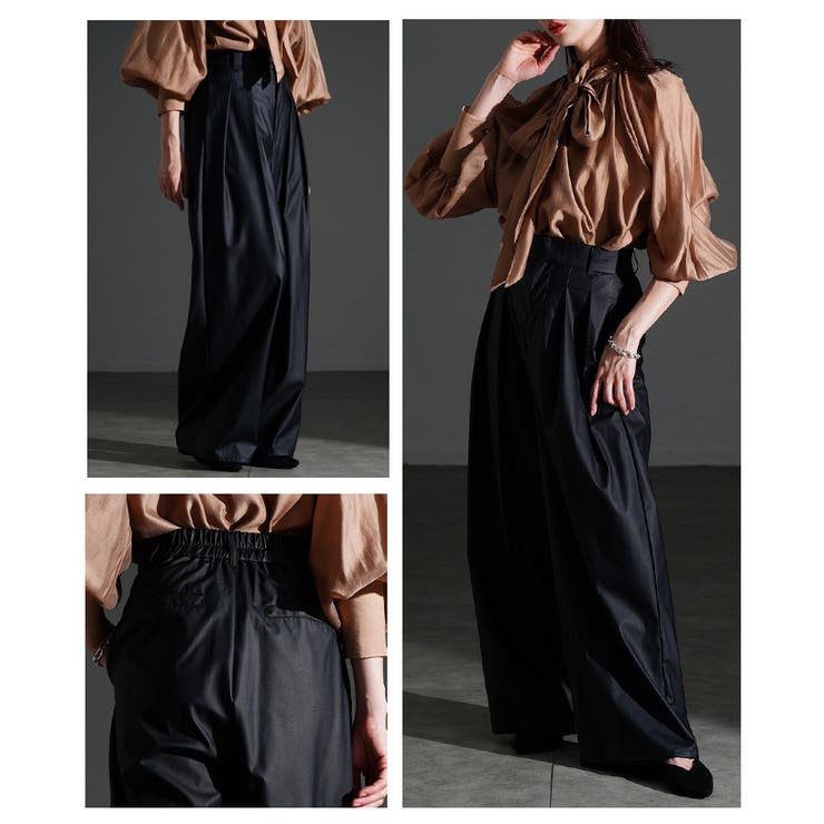 大人スパイス効かすフェイクレザータックワイドパンツ レディース ファッション | Sawa a la mode | 詳細画像18 