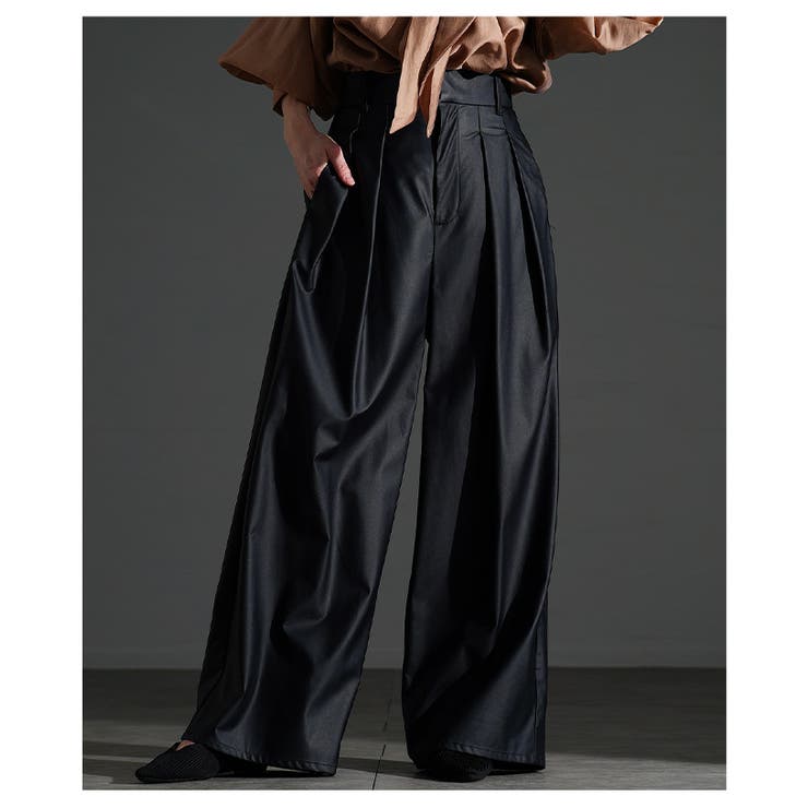 大人スパイス効かすフェイクレザータックワイドパンツ レディース ファッション | Sawa a la mode | 詳細画像22 