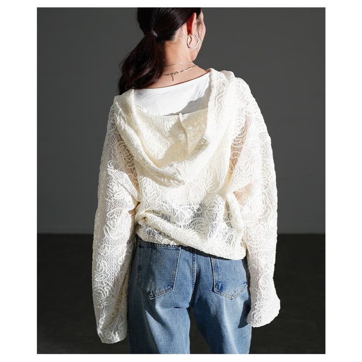 甘さもラフさも叶える花柄モール刺繍レースショートフーディー レディース ファッシ… | Sawa a la mode | 詳細画像7 