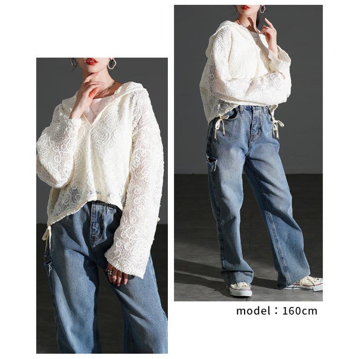 甘さもラフさも叶える花柄モール刺繍レースショートフーディー レディース ファッシ… | Sawa a la mode | 詳細画像8 