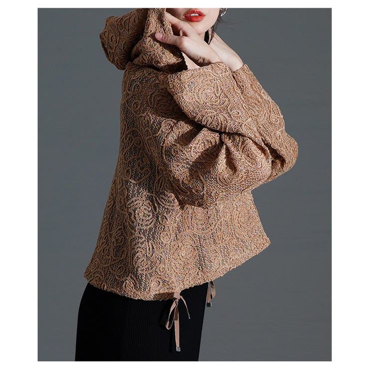 甘さもラフさも叶える花柄モール刺繍レースショートフーディー レディース ファッシ… | Sawa a la mode | 詳細画像16 