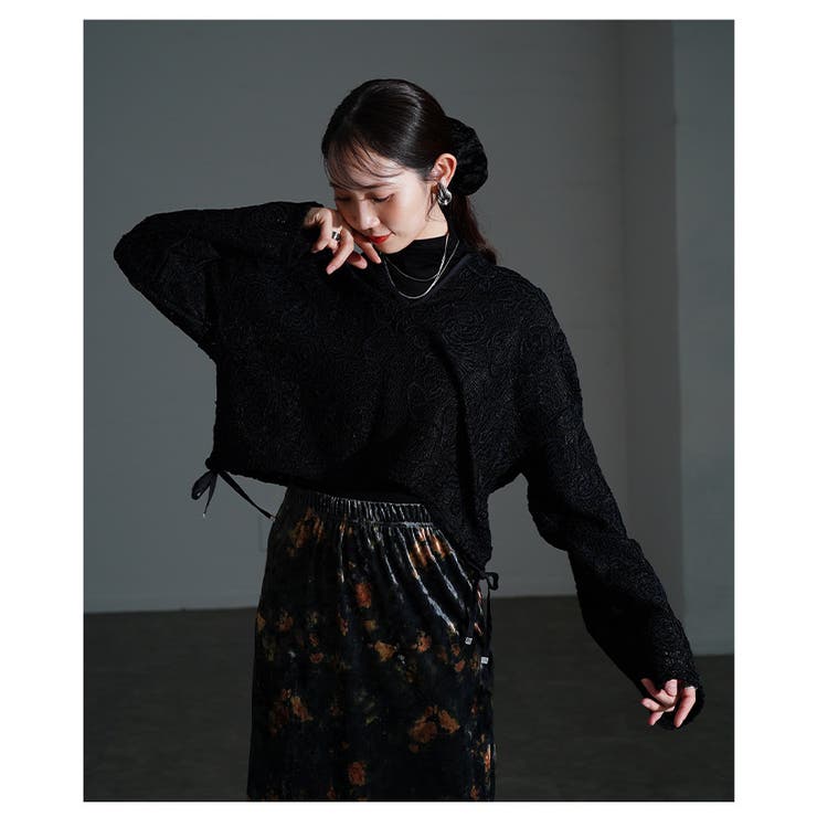 甘さもラフさも叶える花柄モール刺繍レースショートフーディー レディース ファッシ… | Sawa a la mode | 詳細画像19 