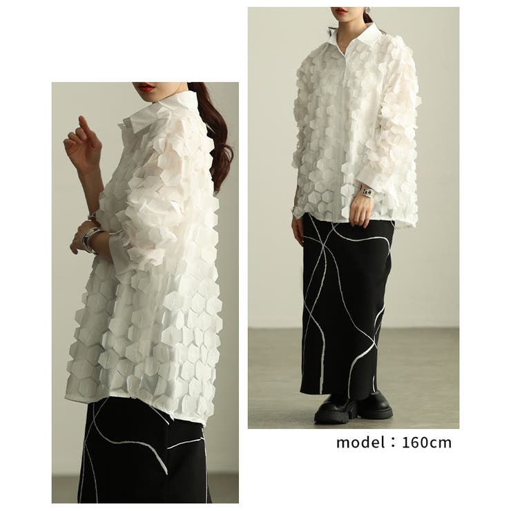 ひらりと揺れる立体ハニカムシアーシャツ レディース ファッション | Sawa a la mode | 詳細画像9 