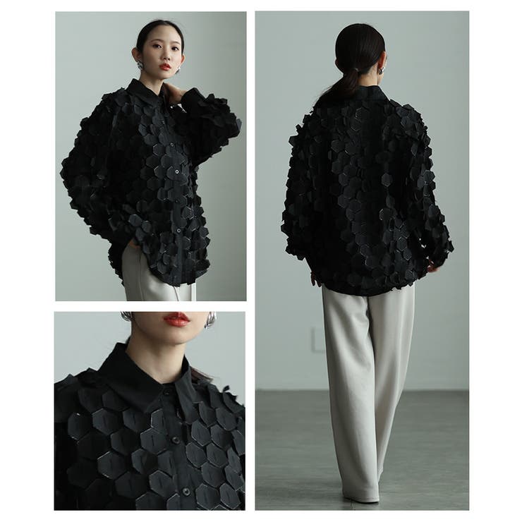 ひらりと揺れる立体ハニカムシアーシャツ レディース ファッション | Sawa a la mode | 詳細画像19 