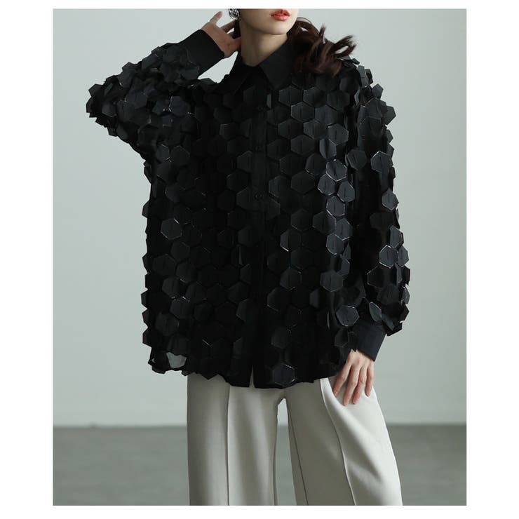 ひらりと揺れる立体ハニカムシアーシャツ レディース ファッション | Sawa a la mode | 詳細画像22 