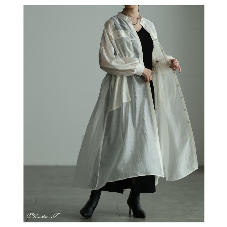 軽やかな風をはらむウエストドロストシアーロングシャツ レディース ファッション | Sawa a la mode | 詳細画像2 